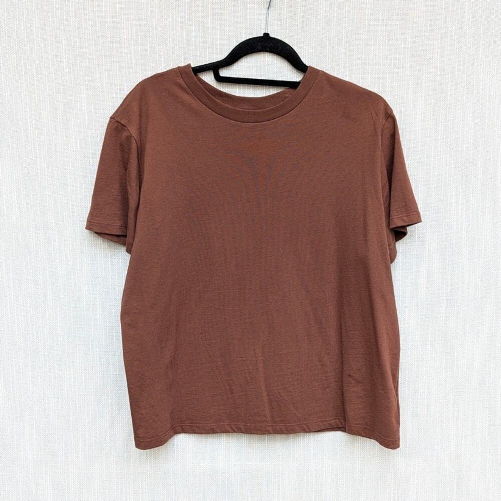 Reformation Top Womens XL Brown Cotton Crewneck Short Sleeve T-shirt